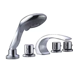 China Water Saving Five hole Brass Deck Mount Tub Faucet / 3 Handle Switch Mixer Tap for Home supplier